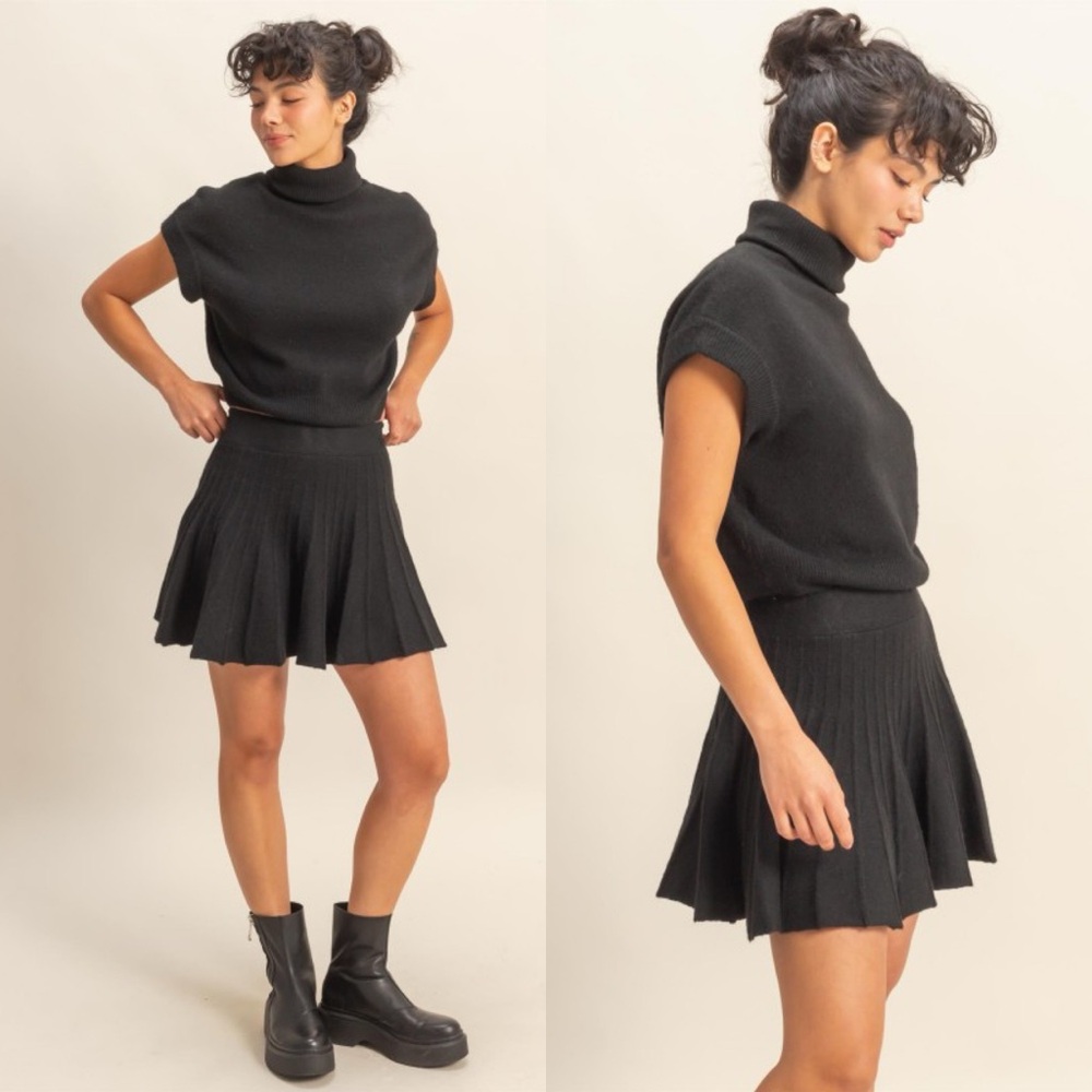 No Time To Waste Turtleneck Top and Pleated Skirt Set - Picture 3 of 12